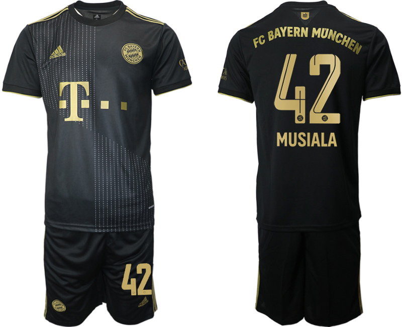 Men 2021-2022 Club Bayern Munich away black #42 Adidas Soccer Jersey->bayern munich jersey->Soccer Club Jersey
